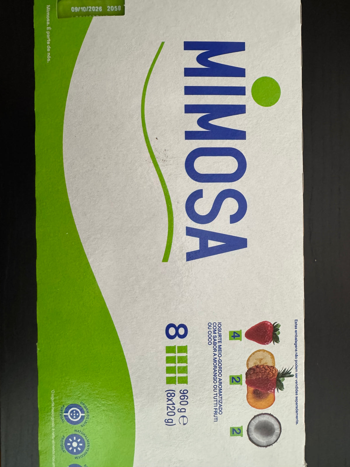 Mimosa Iogurte morango, tutti fruti e coco Validade 09.10.26