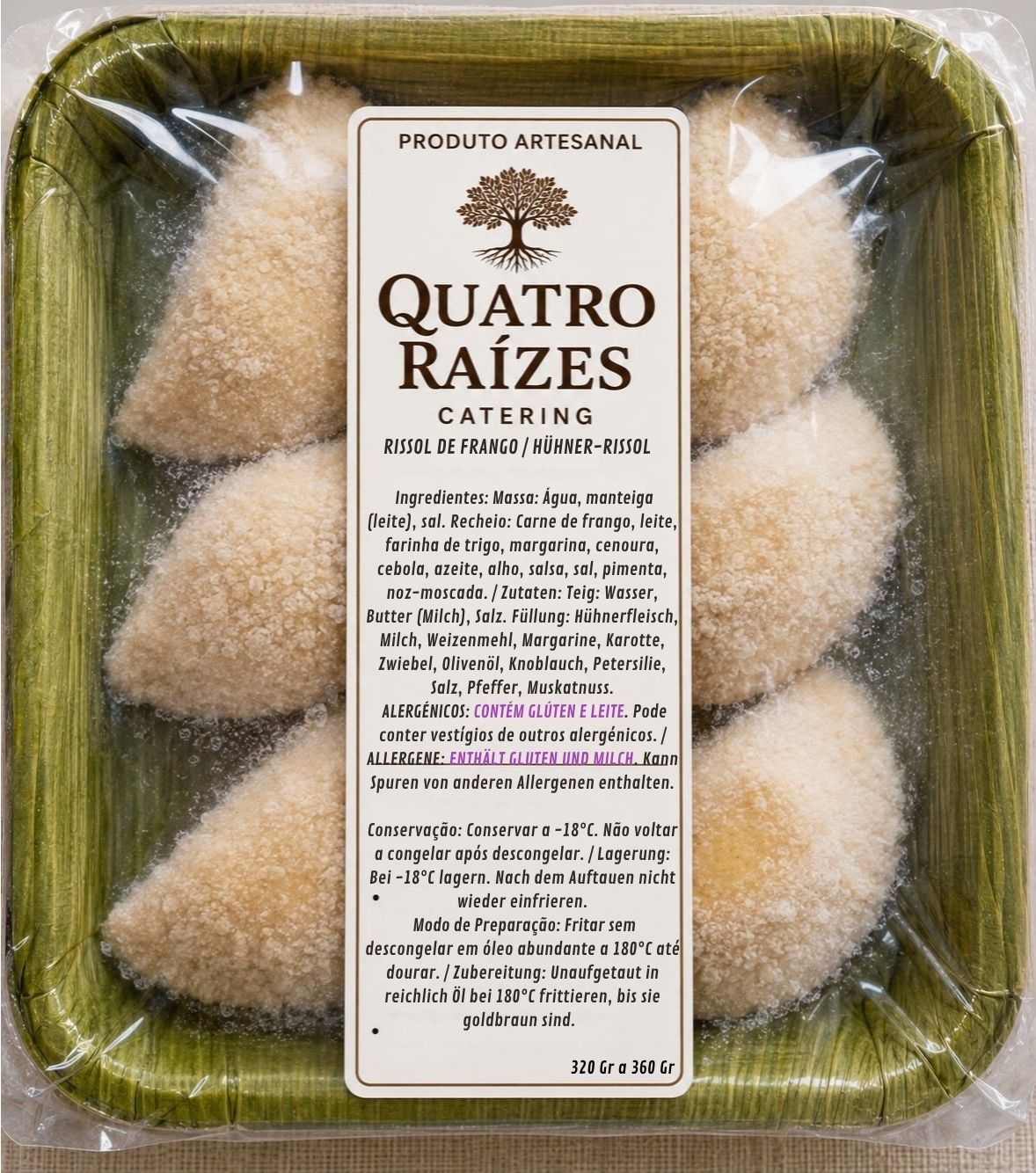 Rissois Frango Artesanais congelados 6unidades 320g-380g