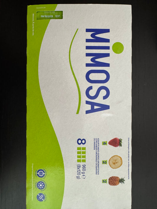 Mimosa iogurte morango, banana e ananás validade 09.10.26