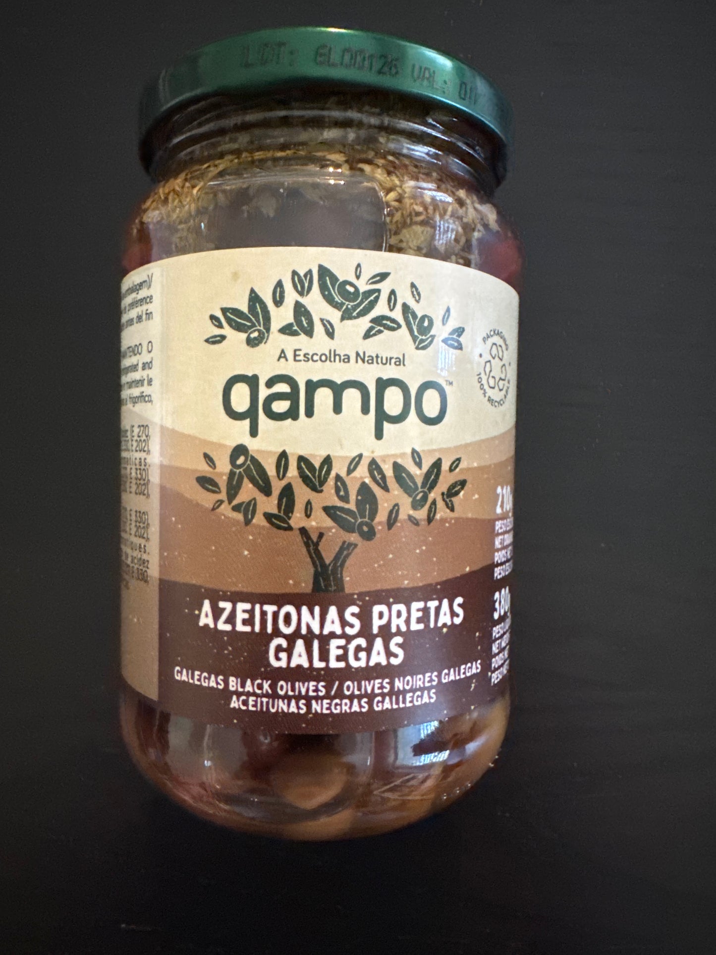 Azeitonas Pretas Galegas 210g